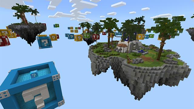 Screenshot of the Minecraft Bedrock Marketplace product Extra Lucky Block Skyblock created by Waypoint Studios.