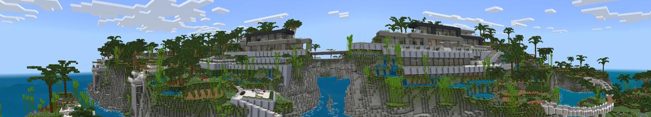Panorama of the Minecraft Bedrock Marketplace product Furniture Deluxe Island created by Waypoint Studios.