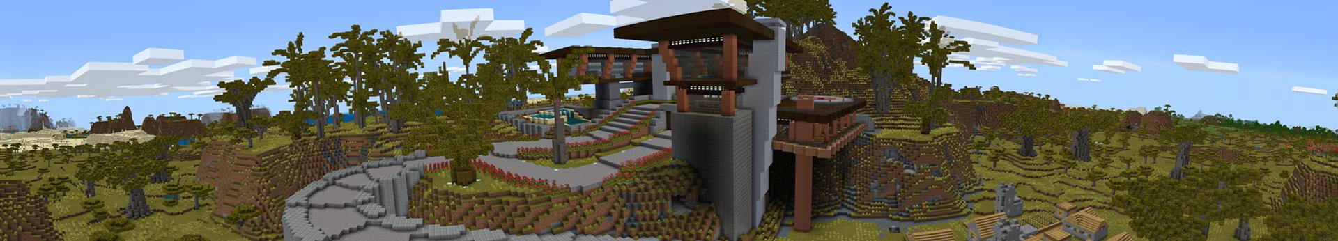 Panorama of the Minecraft Bedrock Marketplace product Hacker Mansion created by Waypoint Studios.