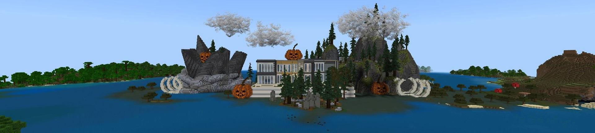 Panorama of the Minecraft Bedrock Marketplace product Halloween Hacker Mansion created by Waypoint Studios.