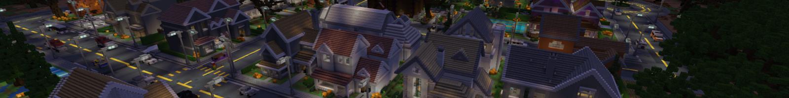 Panorama of the Minecraft Bedrock Marketplace product Halloween Street created by Waypoint Studios.