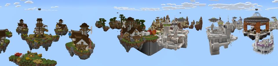 Panorama of the Minecraft Bedrock Marketplace product Lucky Block Bed Wars created by Waypoint Studios.