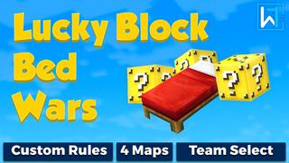 Thumbnail of the Minecraft Bedrock Marketplace product Lucky Block Bed Wars created by Waypoint Studios.