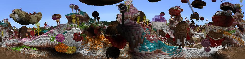 Panorama of the Minecraft Bedrock Marketplace product Lucky Block Piñata Party created by Waypoint Studios.