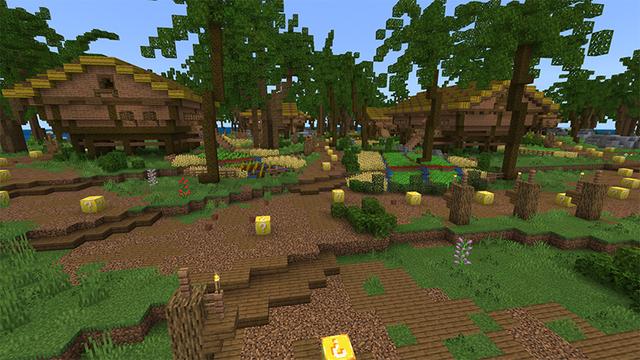 Screenshot of the Minecraft Bedrock Marketplace product Lucky Block Survival Island created by Waypoint Studios.