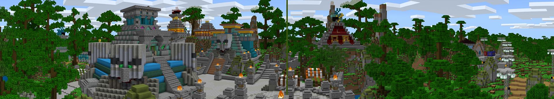 Panorama of the Minecraft Bedrock Marketplace product Lucky Block Temple created by Waypoint Studios.