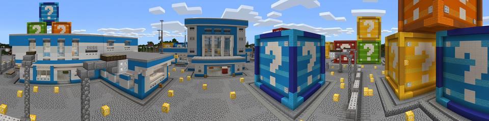 Panorama of the Minecraft Bedrock Marketplace product Lucky Blocks created by Waypoint Studios.