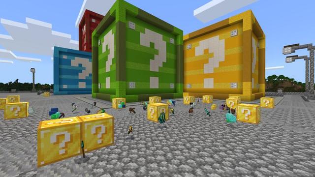Screenshot of the Minecraft Bedrock Marketplace product Lucky Blocks created by Waypoint Studios.