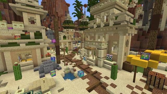 Screenshot of the Minecraft Bedrock Marketplace product Lucky Skyblock Desert Valley created by Waypoint Studios.