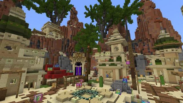 Screenshot of the Minecraft Bedrock Marketplace product Lucky Skyblock Desert Valley created by Waypoint Studios.