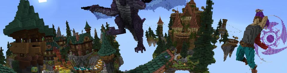 Panorama of the Minecraft Bedrock Marketplace product Lucky Skyblock Dragonslayer created by Waypoint Studios.