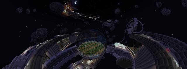 Panorama of the Minecraft Bedrock Marketplace product Lucky Skyblock Interstellar created by Waypoint Studios.