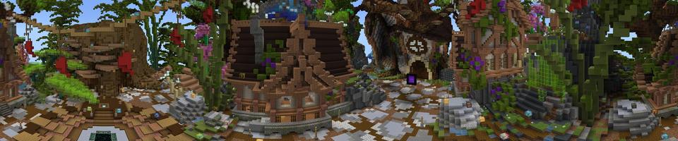 Panorama of the Minecraft Bedrock Marketplace product Lucky Skyblock Isekai Forest created by Waypoint Studios.