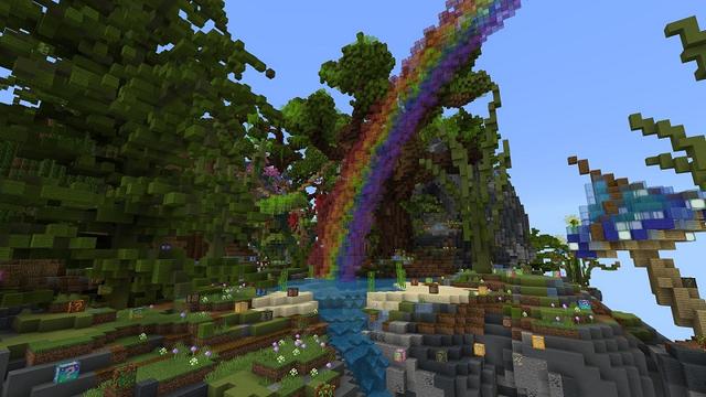 Screenshot of the Minecraft Bedrock Marketplace product Lucky Skyblock Isekai Forest created by Waypoint Studios.