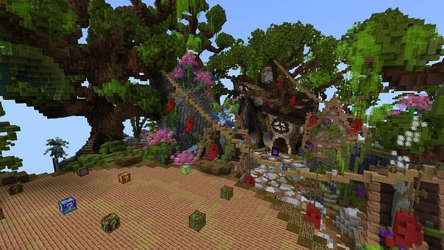 Screenshot of the Minecraft Bedrock Marketplace product Lucky Skyblock Isekai Forest created by Waypoint Studios.