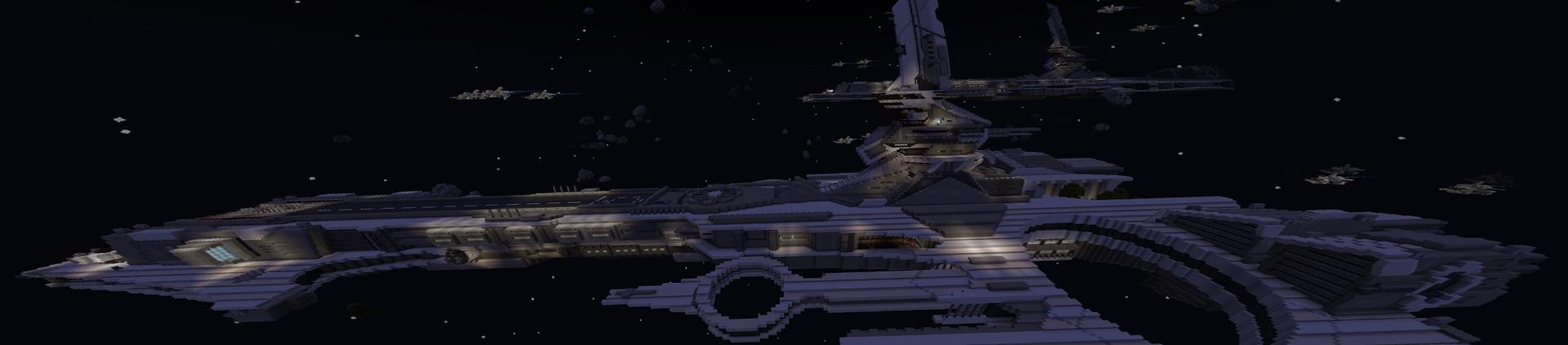 Panorama of the Minecraft Bedrock Marketplace product Lucky Skyblock Spaceship created by Waypoint Studios.