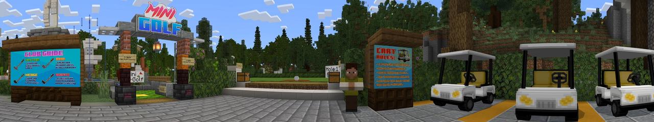 Panorama of the Minecraft Bedrock Marketplace product Mega Golf Mansion created by Waypoint Studios.