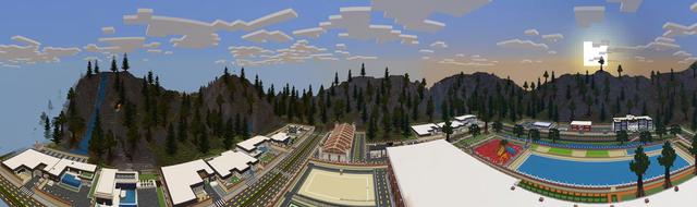 Panorama of the Minecraft Bedrock Marketplace product Millionaire School City Life created by Waypoint Studios.