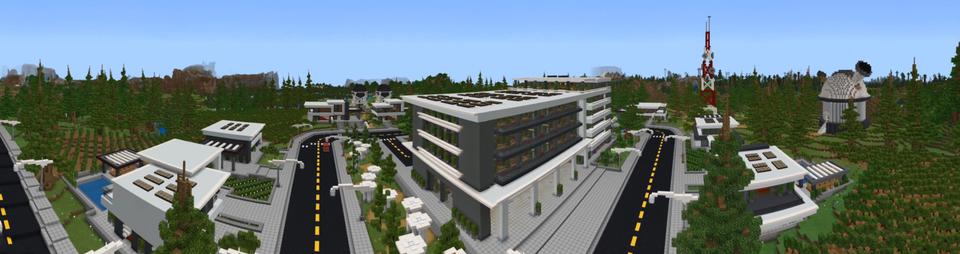 Panorama of the Minecraft Bedrock Marketplace product Modern Office Roleplay created by Waypoint Studios.