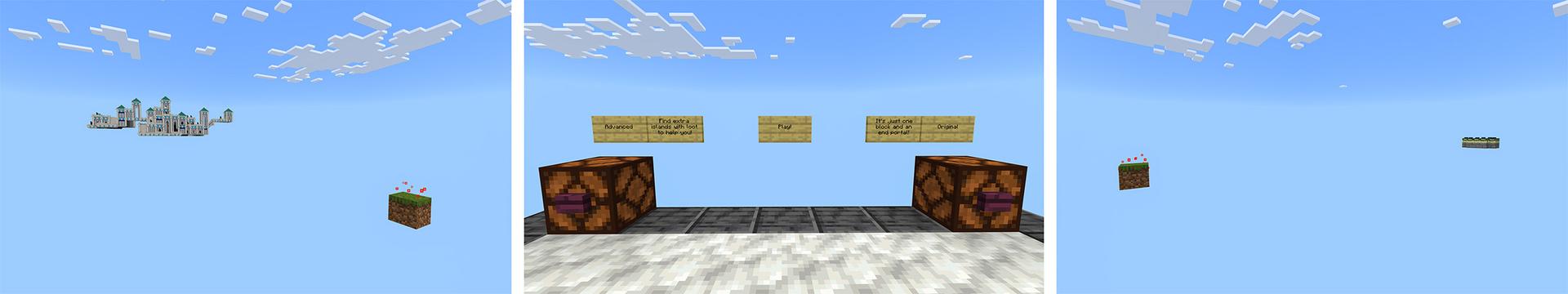 Panorama of the Minecraft Bedrock Marketplace product One Block Block created by Waypoint Studios.