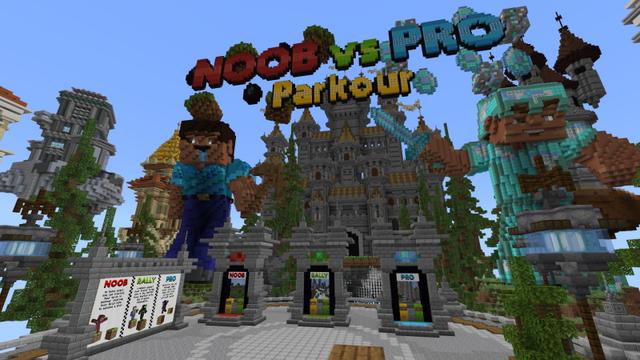 Screenshot of the Minecraft Bedrock Marketplace product Parkour: Noob vs Pro created by Waypoint Studios.