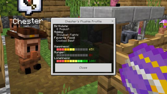 Screenshot of the Minecraft Bedrock Marketplace product Plushie Pets created by Waypoint Studios.
