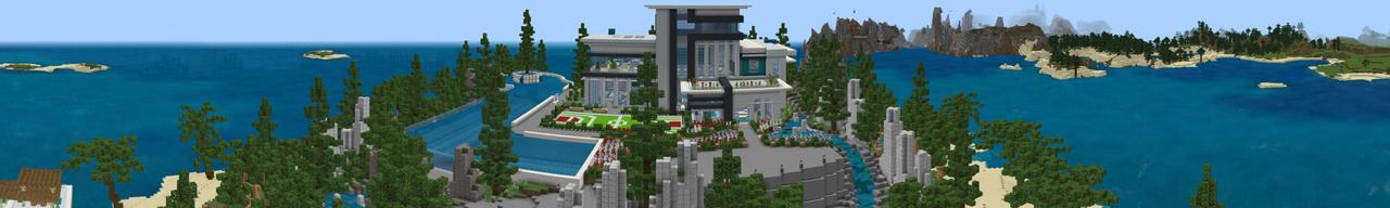 Panorama of the Minecraft Bedrock Marketplace product Private Millionaire Mansion created by Waypoint Studios.