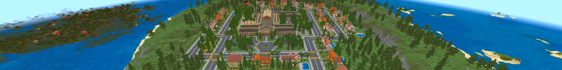 Panorama of the Minecraft Bedrock Marketplace product School City created by Waypoint Studios.
