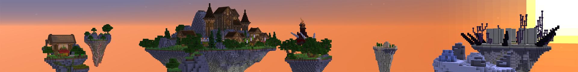 Panorama of the Minecraft Bedrock Marketplace product Skyblock Infinite Lucky Blocks created by Waypoint Studios.