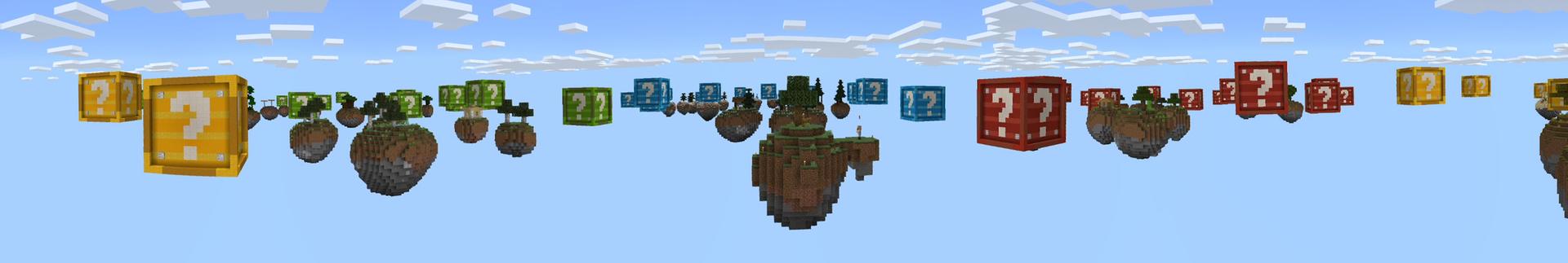 Panorama of the Minecraft Bedrock Marketplace product Skyblock Lucky Block created by Waypoint Studios.