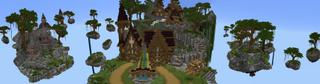 Panorama of the Minecraft Bedrock Marketplace product Skyblock Skye Town created by Waypoint Studios.