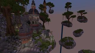Screenshot of the Minecraft Bedrock Marketplace product Skyblock Skye Town created by Waypoint Studios.