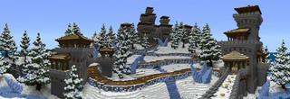Panorama of the Minecraft Bedrock Marketplace product Snowy Lucky Blocks created by Waypoint Studios.