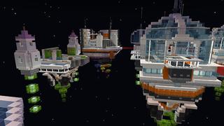 Screenshot of the Minecraft Bedrock Marketplace product Space Bed Wars created by Waypoint Studios.