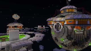 Screenshot of the Minecraft Bedrock Marketplace product Space Bed Wars created by Waypoint Studios.