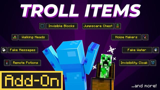 Thumbnail of the Minecraft Bedrock Marketplace product Troll Items created by Waypoint Studios.