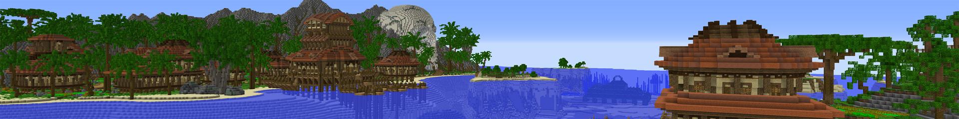 Panorama of the Minecraft Bedrock Marketplace product Tropical Fisher Town created by Waypoint Studios.