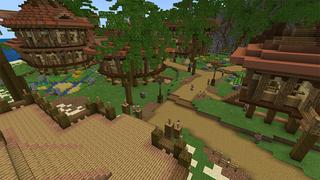 Screenshot of the Minecraft Bedrock Marketplace product Tropical Fisher Town created by Waypoint Studios.