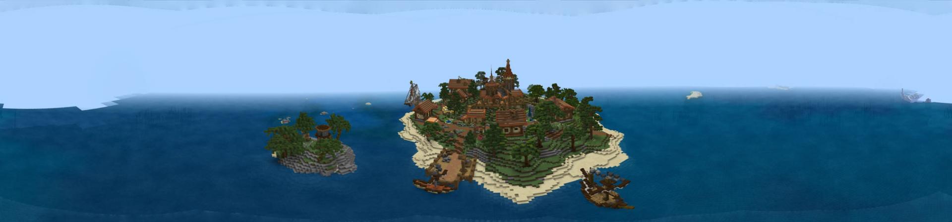 Panorama of the Minecraft Bedrock Marketplace product Tropical Island created by Waypoint Studios.