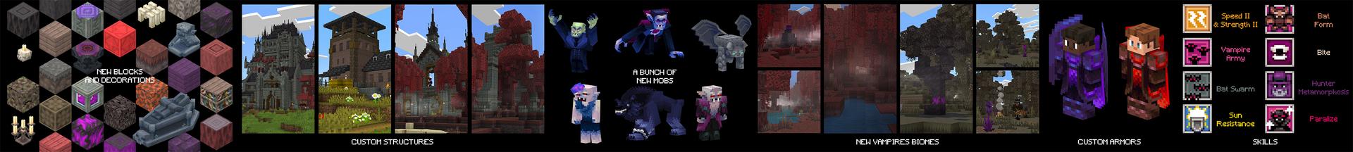 Panorama of the Minecraft Bedrock Marketplace product Vampire Biomes Add-On created by Waypoint Studios.