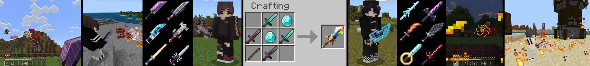 Panorama of the Minecraft Bedrock Marketplace product Weapons+ created by Waypoint Studios.