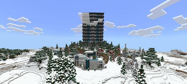 Panorama of the Minecraft Bedrock Marketplace product Winter Millionaire Resort created by Waypoint Studios.
