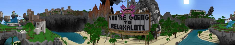 Panorama of the Minecraft Bedrock Marketplace product Starchart: Relaxalotl Resort created by We Fight Mobs Studio.