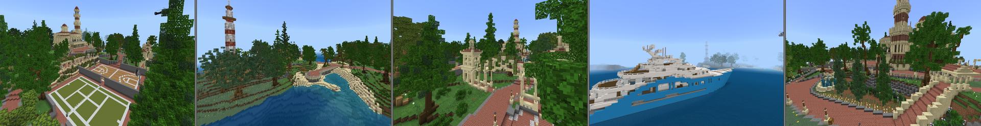Panorama of the Minecraft Bedrock Marketplace product Mediterranean Isles created by WildPhire.