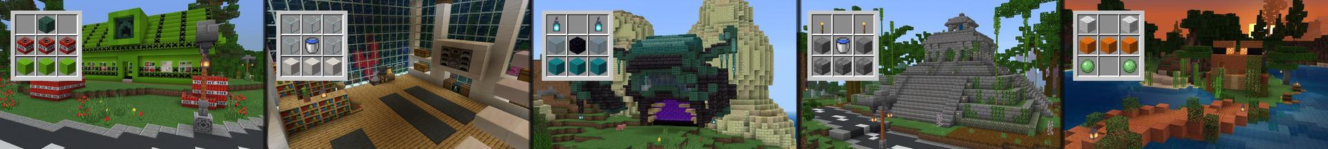 Panorama of the Minecraft Bedrock Marketplace product Craftable Bases created by Withercore.