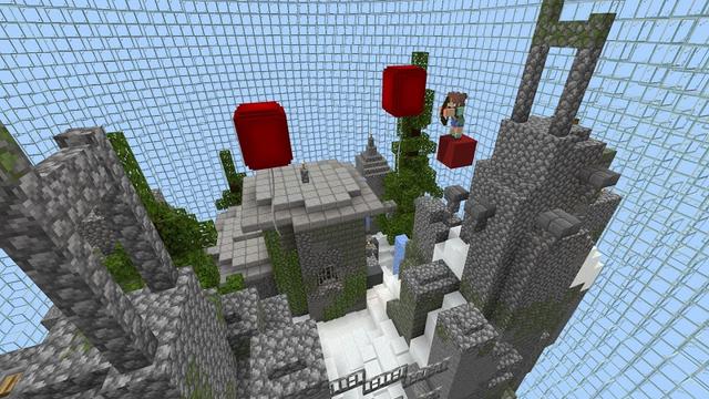 Screenshot of the Minecraft Bedrock Marketplace product Find the Button: Bubbles created by Withercore.