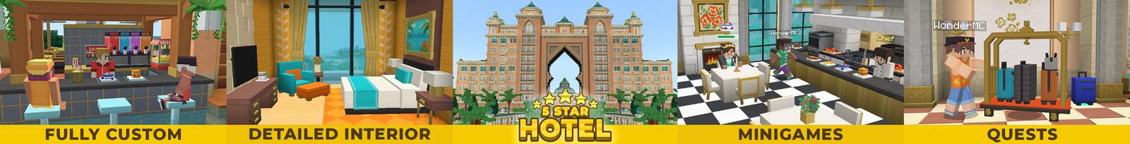 Panorama of the Minecraft Bedrock Marketplace product 5 Star Hotel: Roleplay created by Wonder.