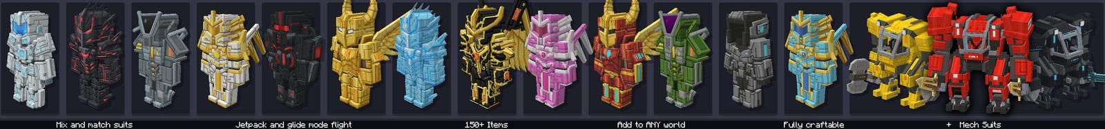 Panorama of the Minecraft Bedrock Marketplace product Advanced Power Suits Add-On created by Wonder.