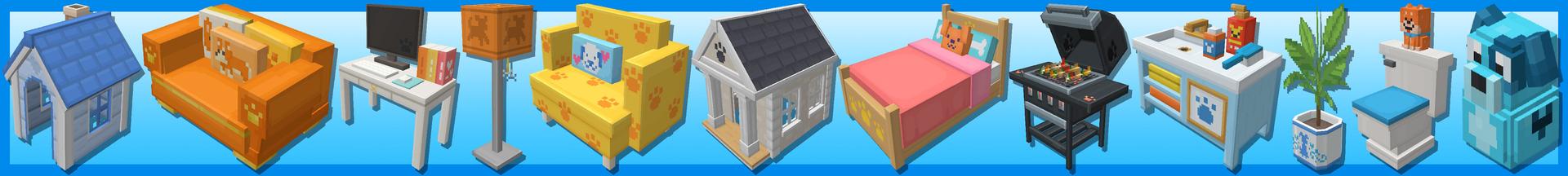 Panorama of the Minecraft Bedrock Marketplace product Dog Furniture created by Wonder.