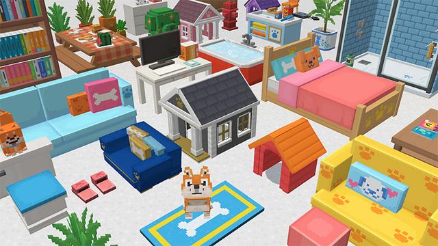 Screenshot of the Minecraft Bedrock Marketplace product Dog Furniture created by Wonder.
